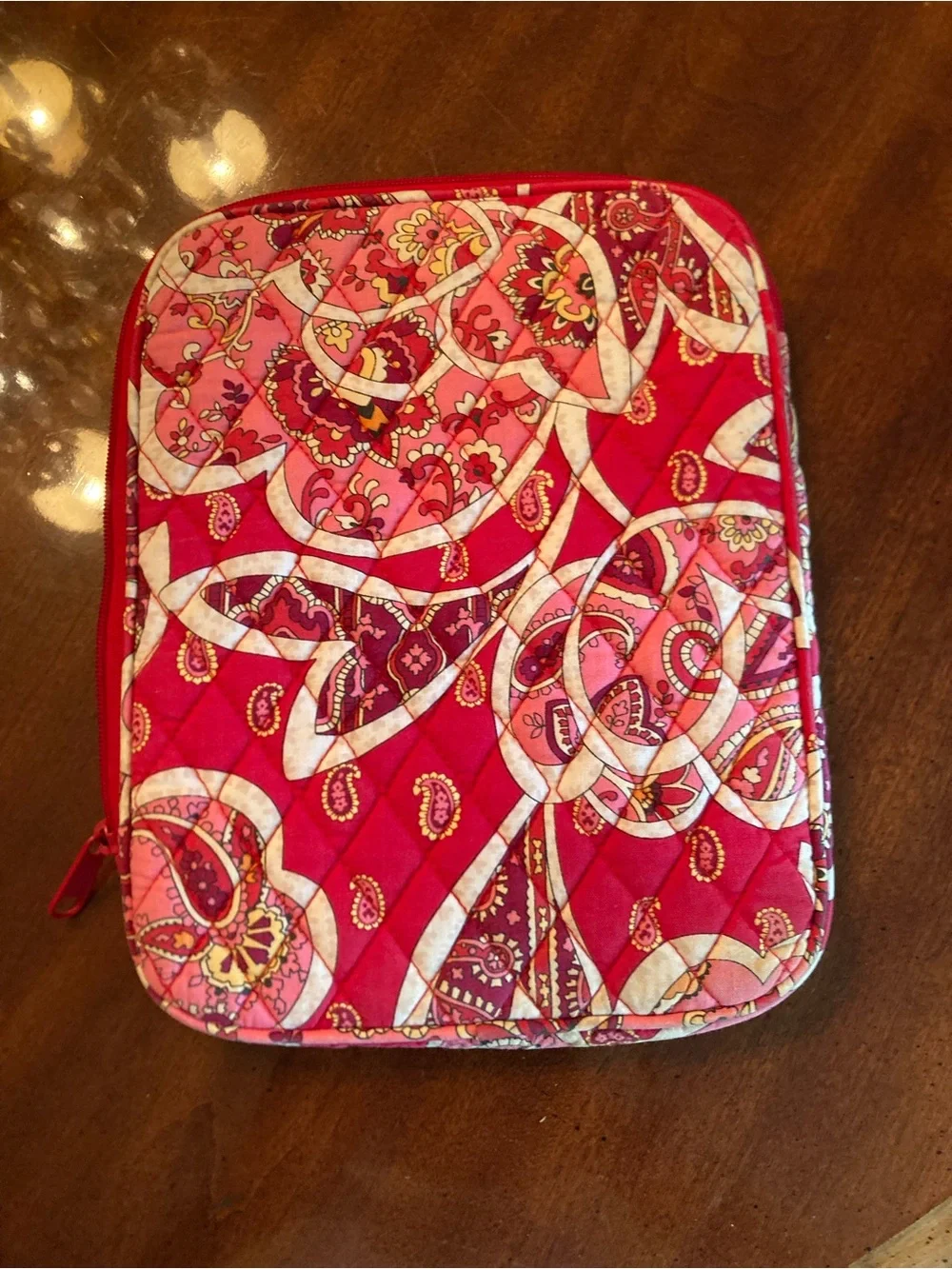 Vera Bradley Hot Pink and Cream Paisley Quilted Pouch